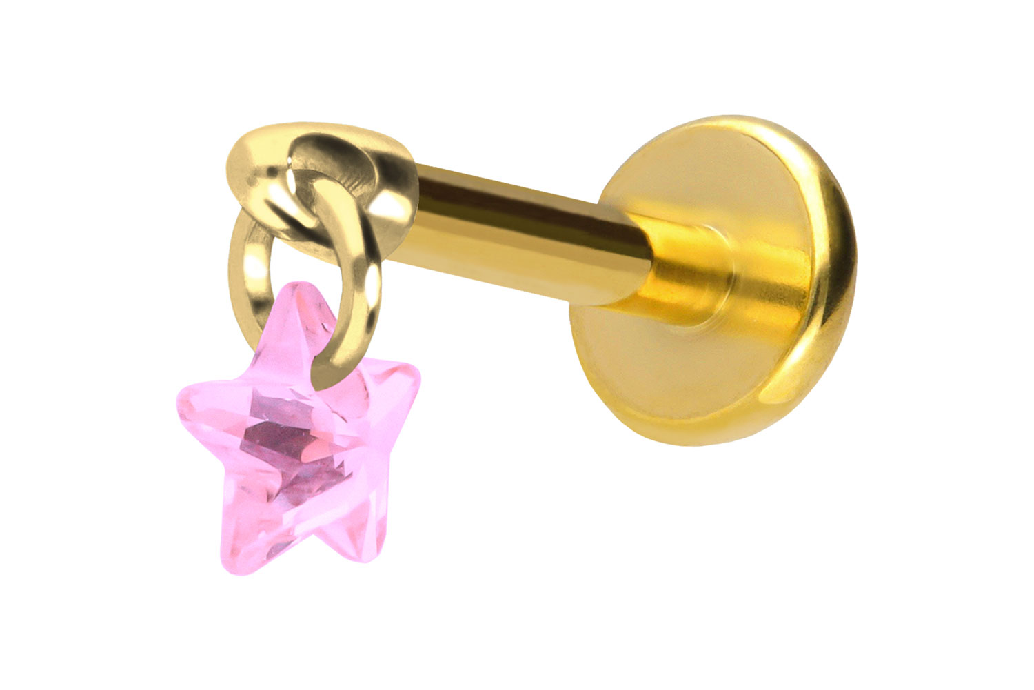 Titan Labret Piercing mit Push Fit KRISTALLSTERN